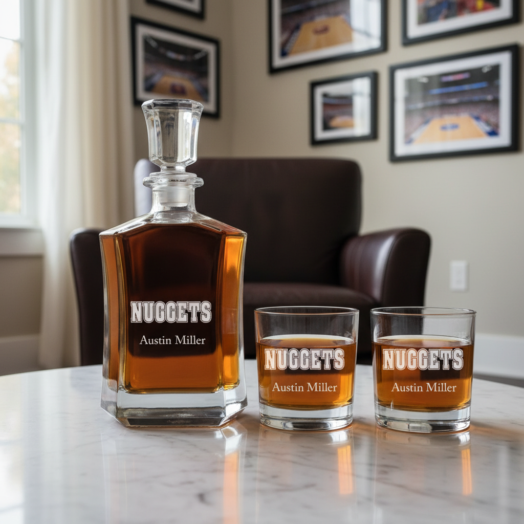 Personalized Nuggets - Crown Decanter Gift Set - Basketball Fanatic Gift Ideas