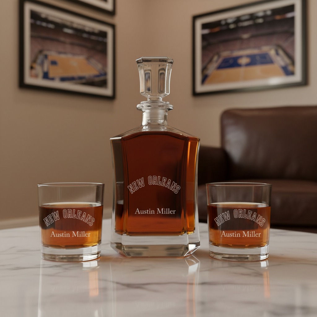 Engraved New Orleans - Personalized Crown Decanter - Basketball Fanatic Gift Ideas - Man Cave Gifts