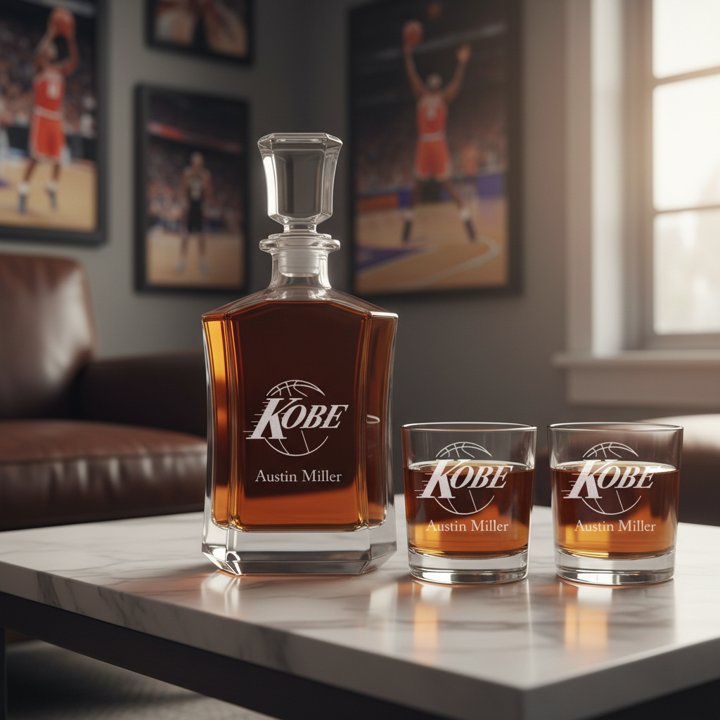 Engraved Kobe - Personalized Crown Decanter - Basketball Fanatic Gift Ideas - Man Cave Gifts