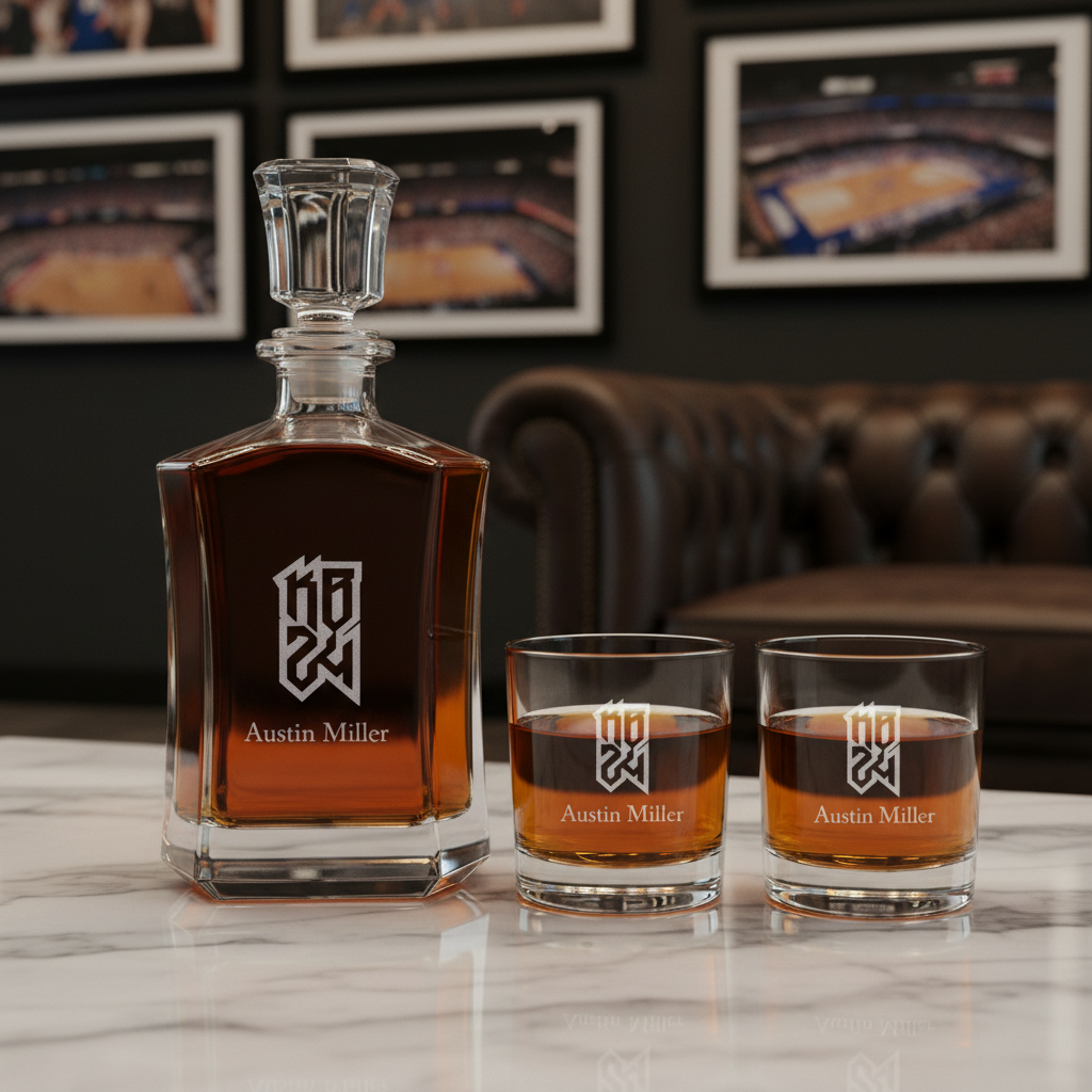 Engraved KB24 - Personalized Crown Decanter - Basketball Fanatic Gift Ideas - Man Cave Gifts