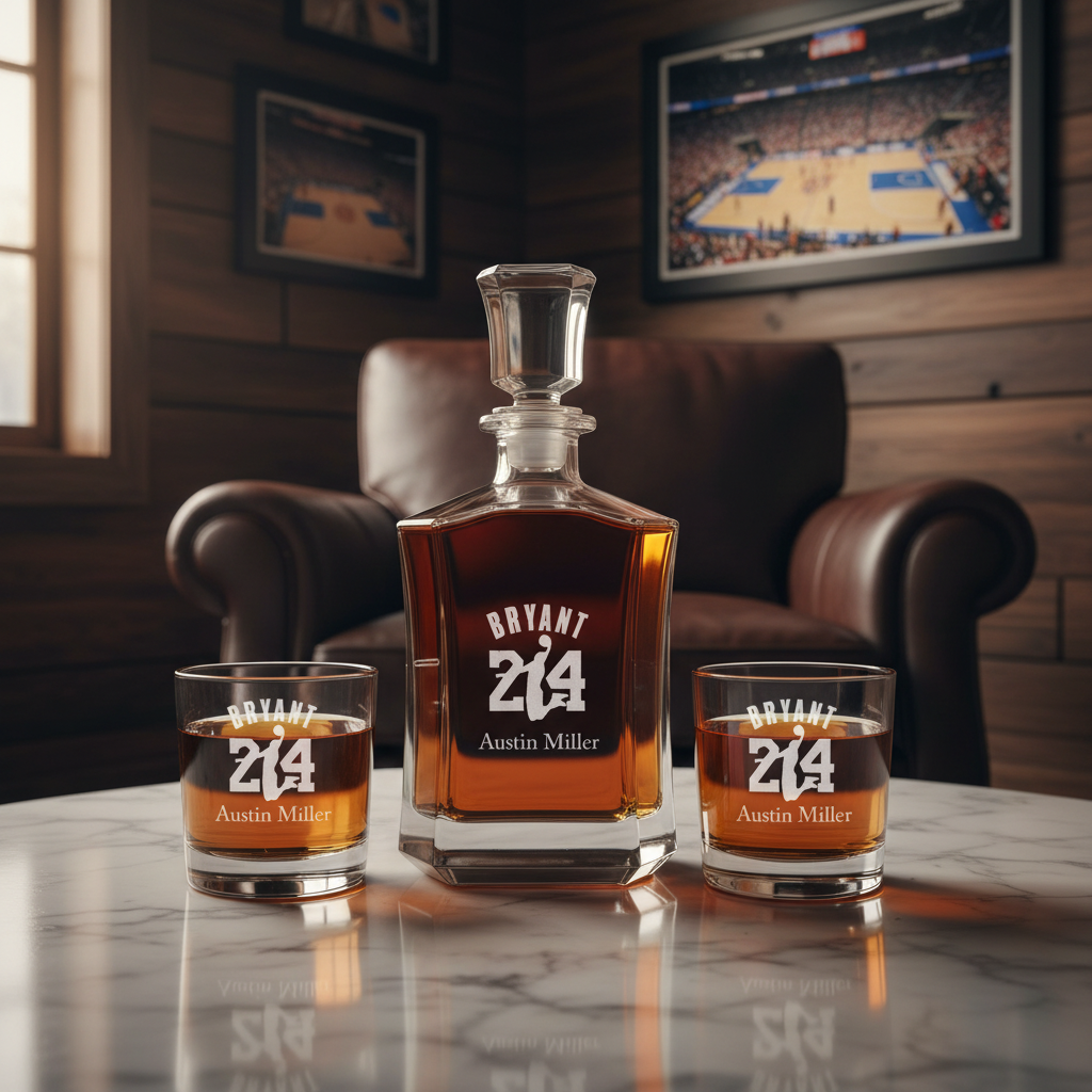 Engraved Bryant 24 Slam Dunk - Personalized Crown Decanter - Basketball Fanatic Gift Ideas - Man Cave Gifts