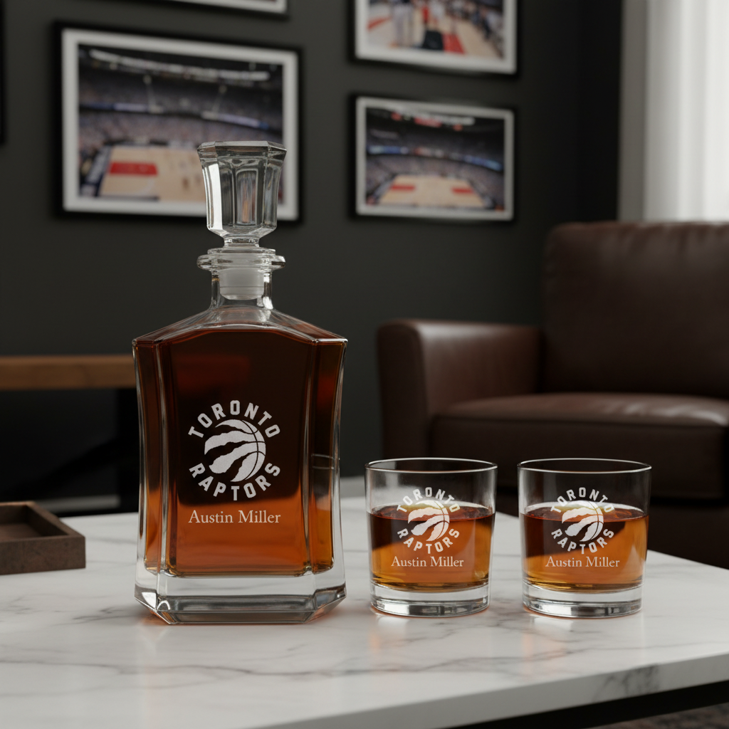 Engraved Toronto Raptors - Personalized Crown Decanter - Basketball Fanatic Gift Ideas - Man Cave Gifts