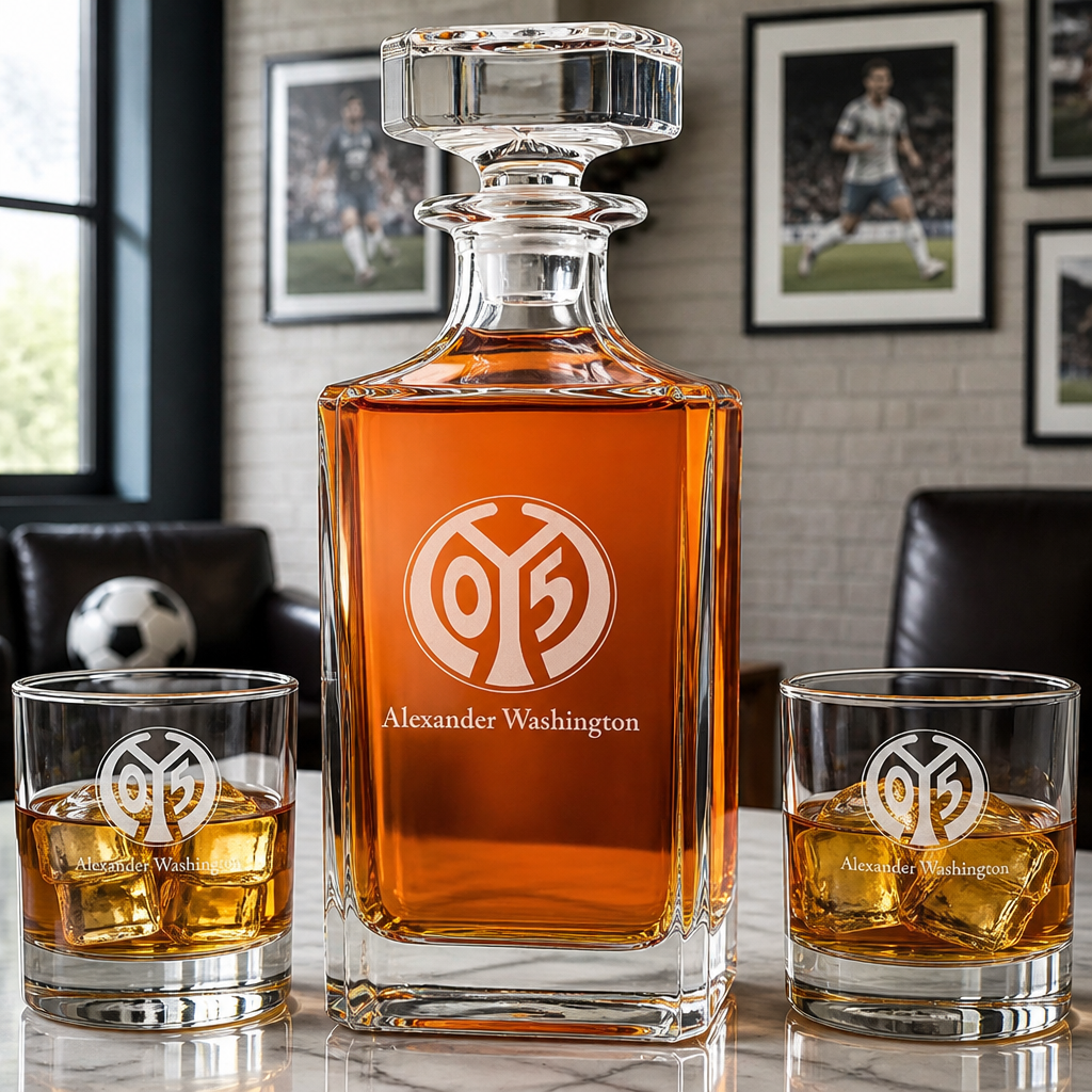 Engraved FSV Mainz - Germany Football - Personalized Classic Decanter Set with Old Fashioned Whiskey Glasses