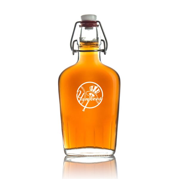 Engraved Yankees - Personalized Bormioli Rocco Glass Swing Top Pocket Flask