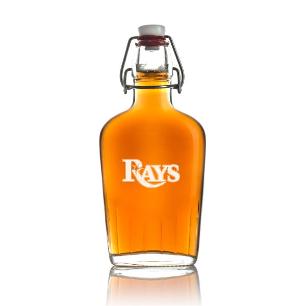 Engraved Tampa Bay Rays - Personalized Bormioli Rocco Glass Swing Top Pocket Flask