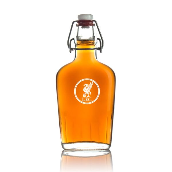 Engraved Liverpool - Personalized Bormioli Rocco Glass Swing Top Pocket Flask
