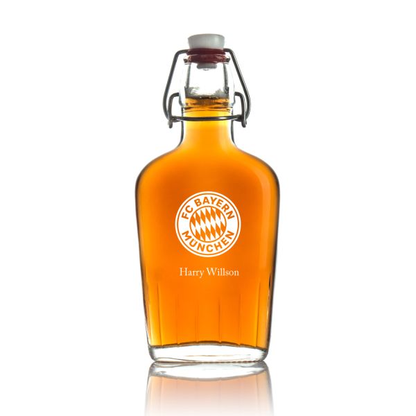 Engraved FC Bayern Munich - Personalized Bormioli Rocco Glass Swing Top Pocket Flask