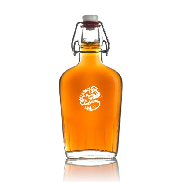 Engraved Manchester United Dragon - Personalized Bormioli Rocco Glass Swing Top Pocket Flask