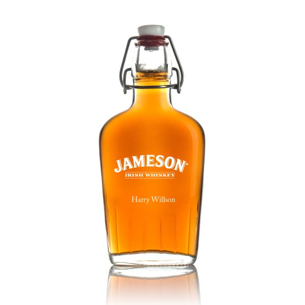 Engraved Jameson - Personalized Bormioli Rocco Glass Swing Top Pocket Flask