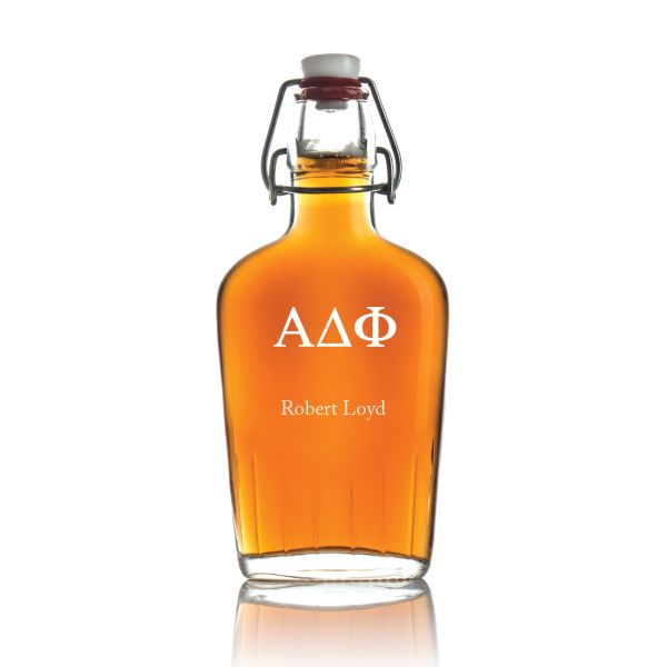 Custom Engraved Alpha Delta Phi - Personalized Whiskey Glass Flask - Swing Top