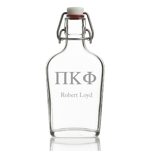 Custom Engraved Pi Kappa Phi - Personalized Whiskey Glass Flask - Swing Top