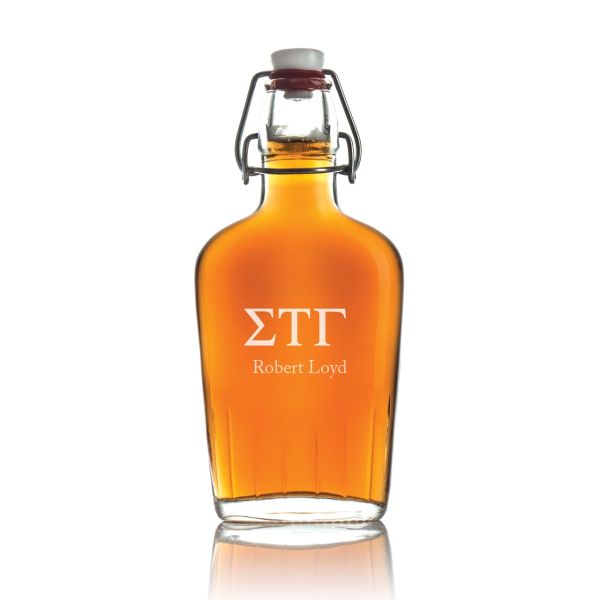 Custom Engraved Sigma Tau Gamma - Personalized Whiskey Glass Flask - Swing Top