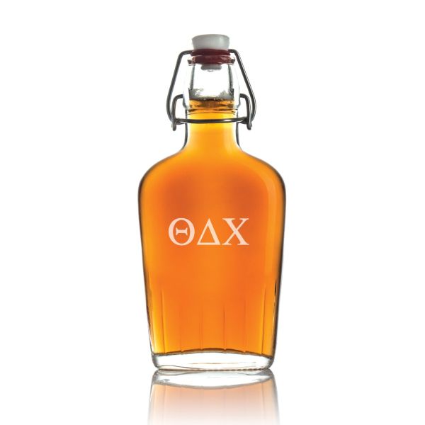 Custom Engraved Theta Delta Chi - Personalized Whiskey Glass Flask - Swing Top