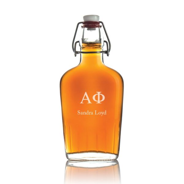 Custom Engraved Alpha Phi - Personalized Whiskey Glass Flask - Swing Top
