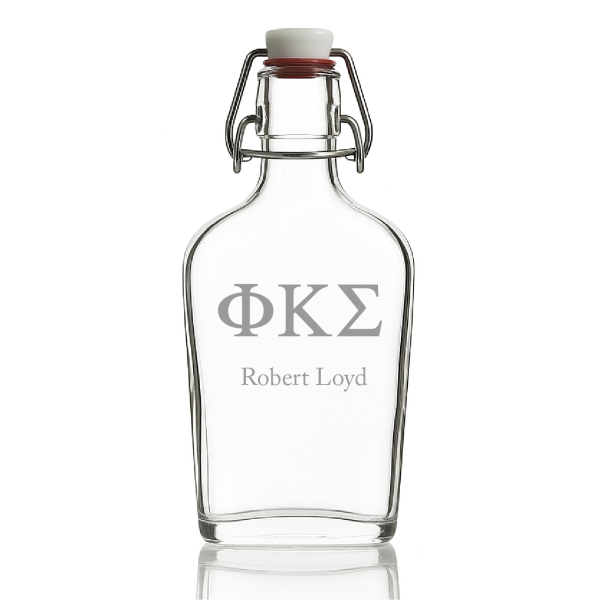 Custom Engraved Phi Kappa Sigma - Personalized Whiskey Glass Flask - Swing Top