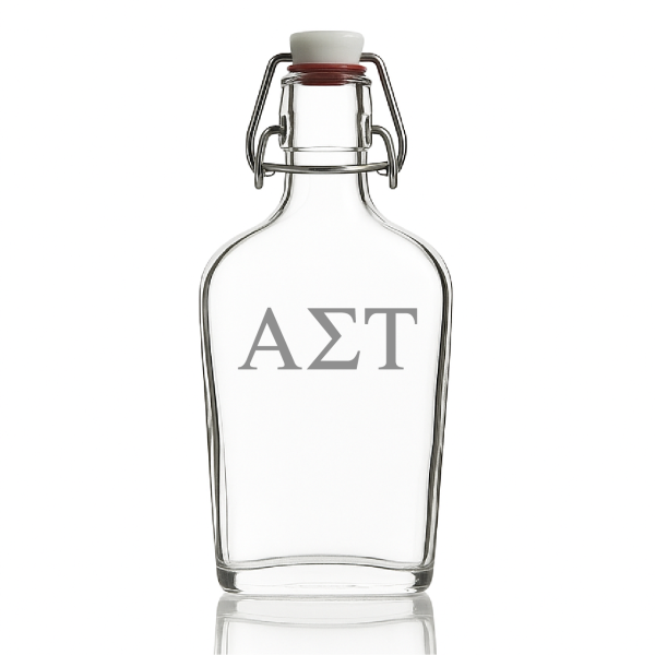 Custom Engraved Alpha Sigma Tau - Personalized Whiskey Glass Flask - Swing Top