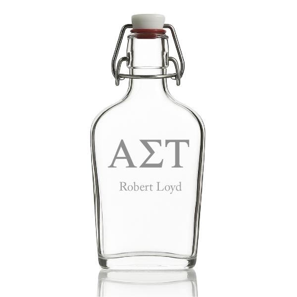 Custom Engraved Alpha Sigma Tau - Personalized Whiskey Glass Flask - Swing Top