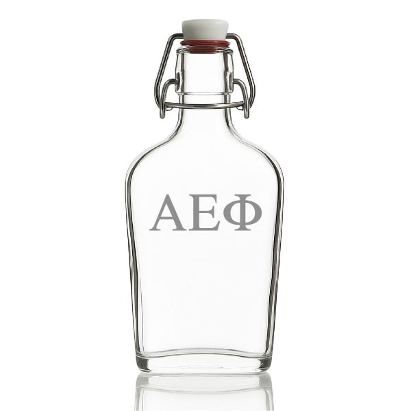Custom Engraved Alpha Epsilon Phi - Personalized Whiskey Glass Flask - Swing Top