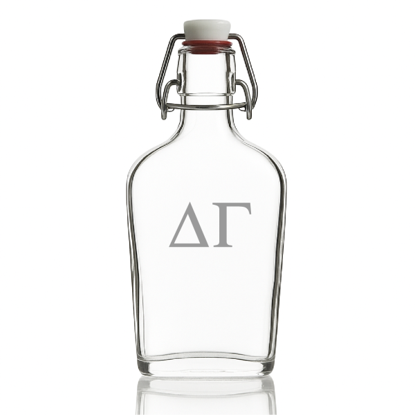 Custom Engraved Delta Gamma - Personalized Whiskey Glass Flask - Swing Top