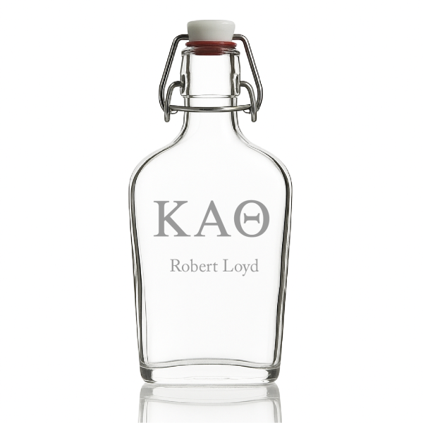 Custom Engraved Kappa Alpha Theta - Personalized Whiskey Glass Flask - Swing Top
