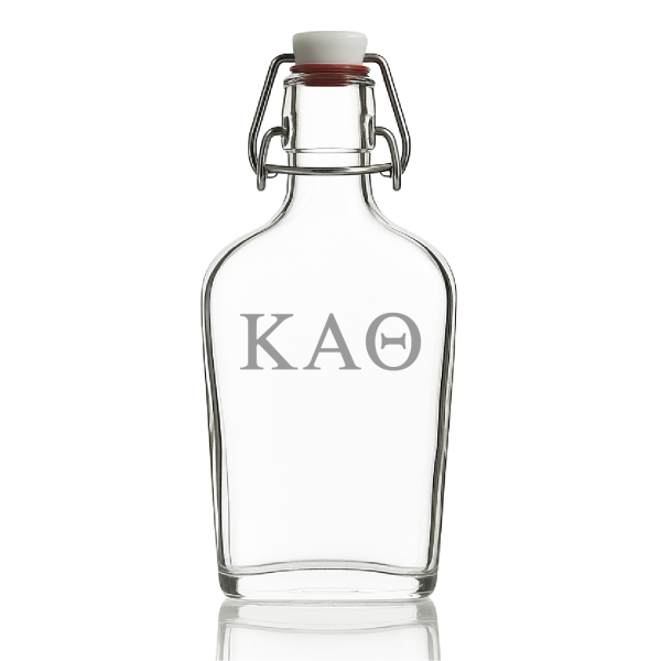 Custom Engraved Kappa Alpha Theta - Personalized Whiskey Glass Flask - Swing Top