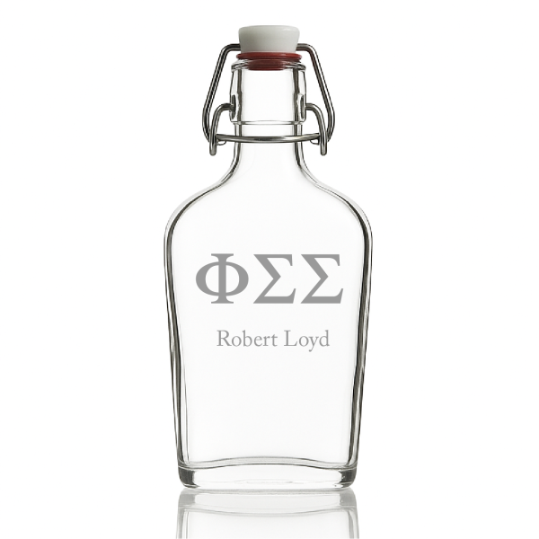 Custom Engraved Phi Sigma Sigma - Personalized Whiskey Glass Flask - Swing Top