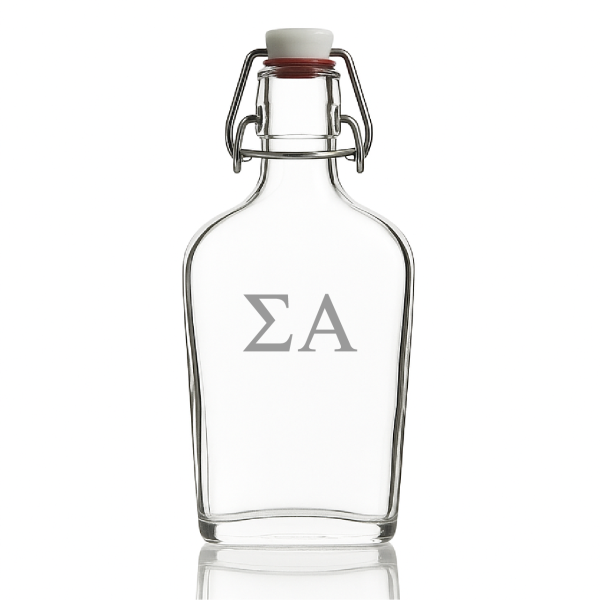 Custom Engraved Sigma Alpha - Personalized Whiskey Glass Flask - Swing Top