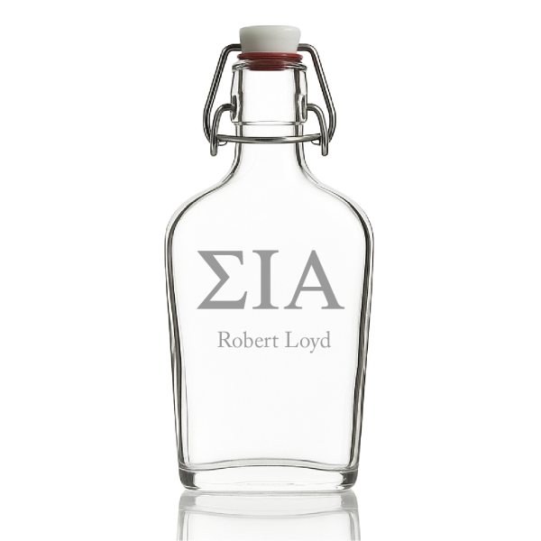 Custom Engraved Sigma Iota Alpha - Personalized Whiskey Glass Flask - Swing Top