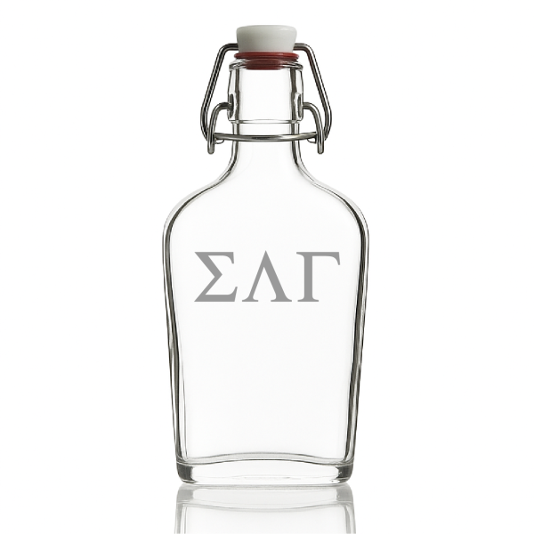 Custom Engraved Sigma Lambda Gamma - Personalized Whiskey Glass Flask - Swing Top