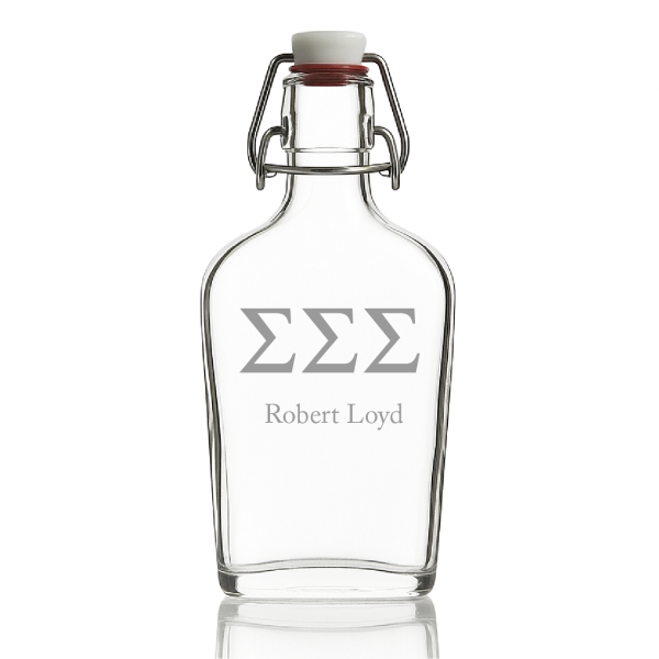 Custom Engraved Sigma Sigma Sigma - Personalized Whiskey Glass Flask - Swing Top