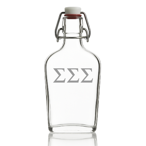Custom Engraved Sigma Sigma Sigma - Personalized Whiskey Glass Flask - Swing Top
