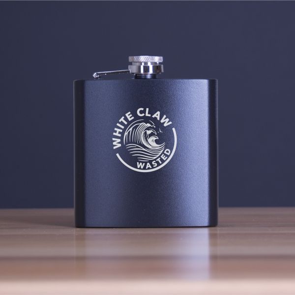 Engraved Wasted - Personalized 6oz Matte Black Powder Coated Stainless Steel FSK602