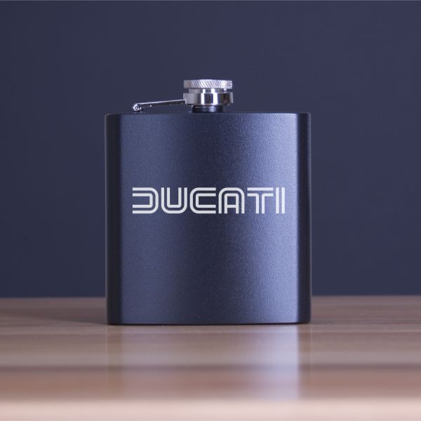 Custom Engraved Ducati - Personalized 6oz Matte Black Powder Coated Stainless Steel FSK602