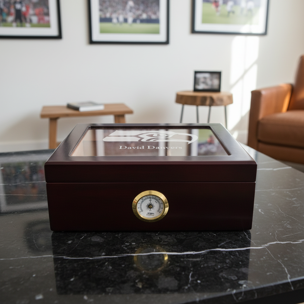 Personalized Cigar Humidor - Seattle Seahawks Football Sports Team Logo Design