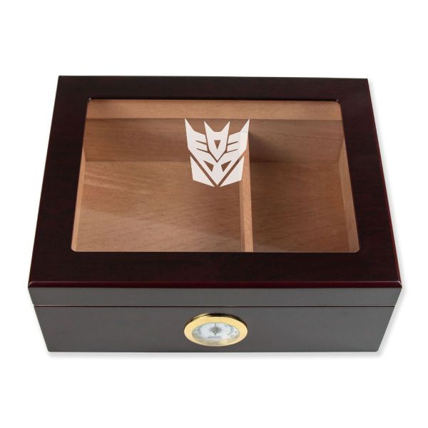 Personalized Cigar Humidor - Engraved Transformers Decepticons Logo Design