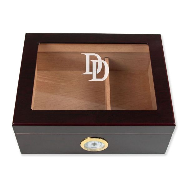 Personalized Cigar Humidor - Engraved Dare Devil Logo Design - Man Cave Gift Ideas - Gifts For Him