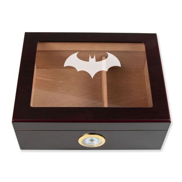 Personalized Cigar Humidor - Engraved Batman Modern Logo Design - Man Cave Gift Ideas - Gifts For Him