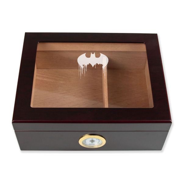 Personalized Cigar Humidor - Engraved Batman Blood Dripping Logo Design - Man Cave Gift Ideas - Gifts For Him