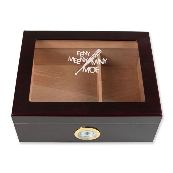 Personalized Cigar Humidor - Engraved Eeny Meeny Miny Moe Lucille Neegan Logo Design - Man Cave Gift Ideas - Gifts For Him