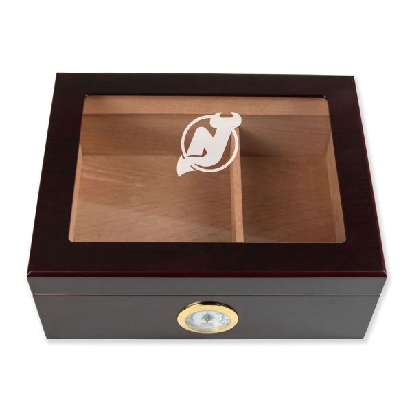 Personalized Cigar Humidor - New Jersey Devils Hockey Sports Team Logo Design