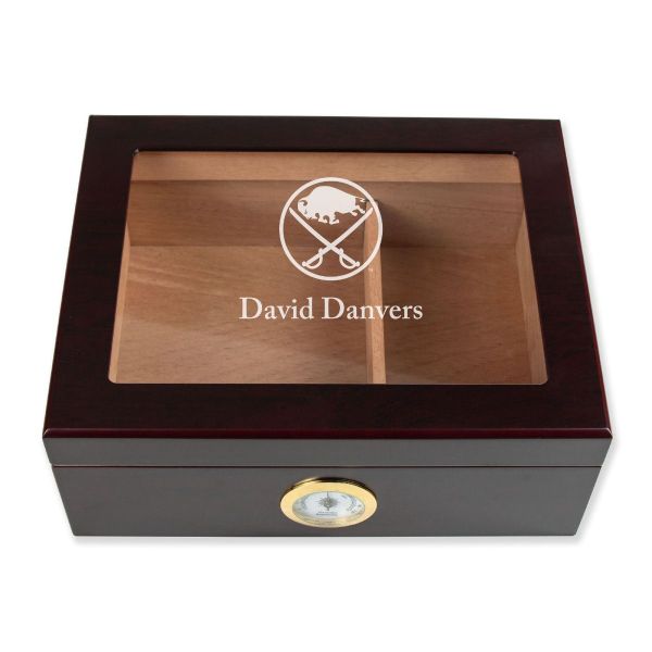 Personalized Cigar Humidor - Buffalo Sabers Hockey Sports Team Logo Design