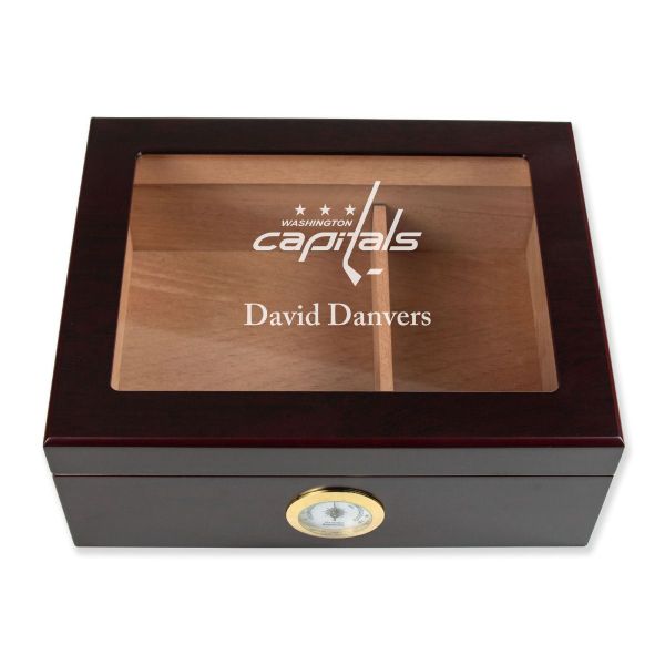 Personalized Cigar Humidor - Washington Capitals Hockey Sports Team Logo Design