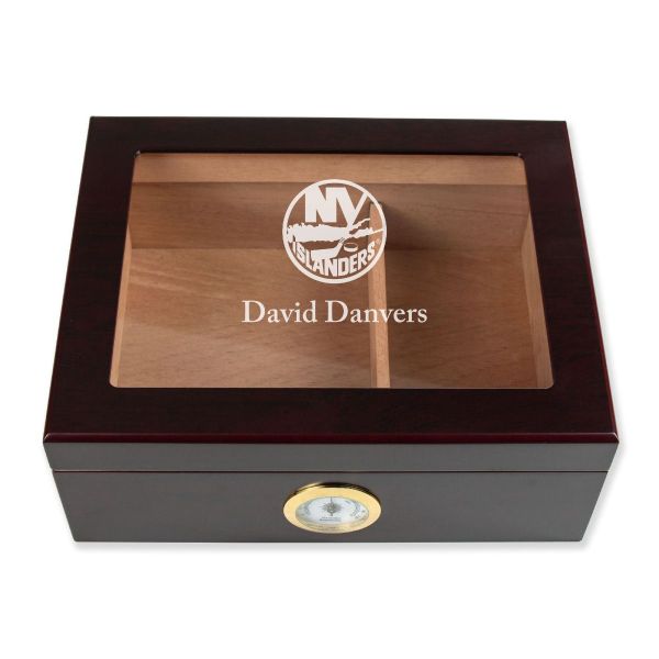 Personalized Cigar Humidor - New York Islanders Hockey Sports Team Logo Design