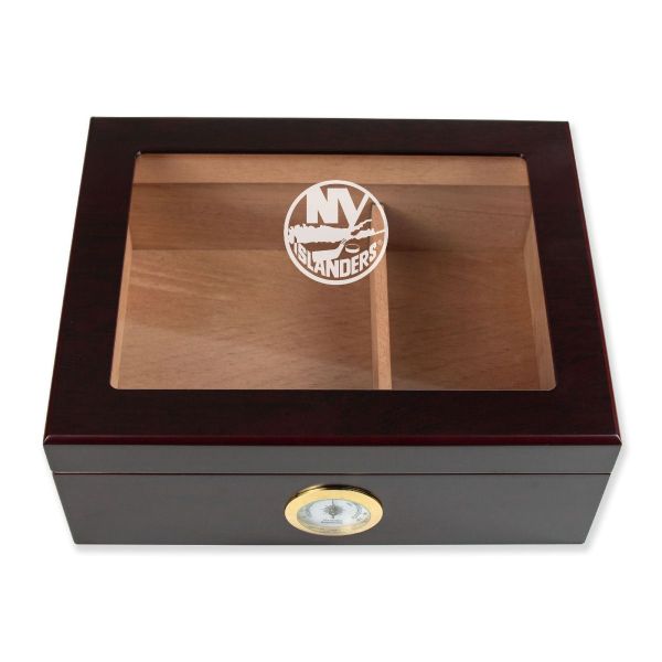 Personalized Cigar Humidor - New York Islanders Hockey Sports Team Logo Design