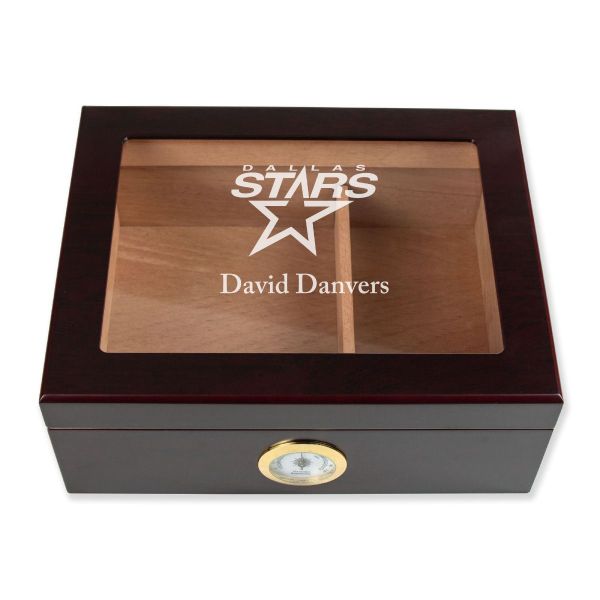 Personalized Cigar Humidor - Dallas Stars Hockey Sports Team Logo Design