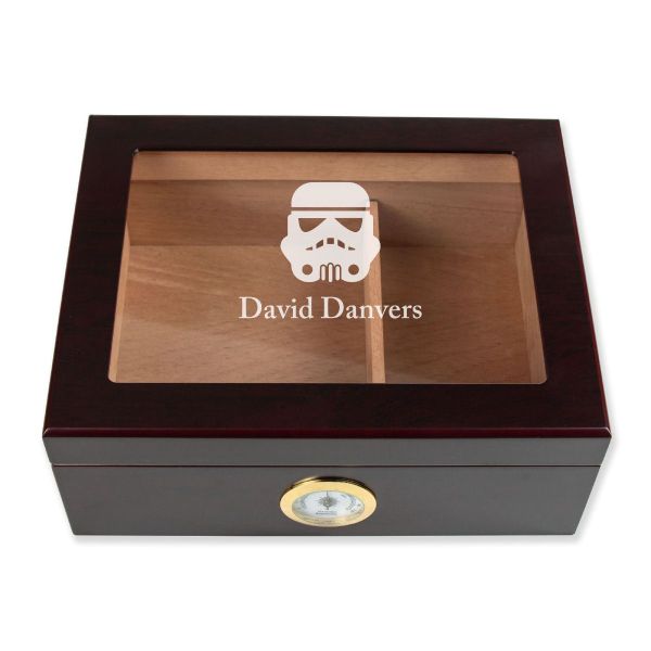 Personalized Cigar Humidor - Storm Trooper Logo Design - Man Cave Gift Ideas - Gifts For Him