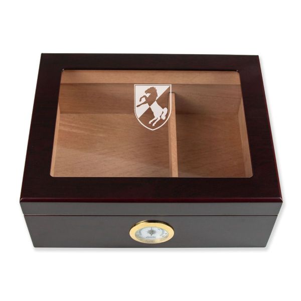 Personalized Cigar Humidor - 11th Armored Cavalry Regiment Logo Design - Man Cave Gift Ideas - Gifts For Him