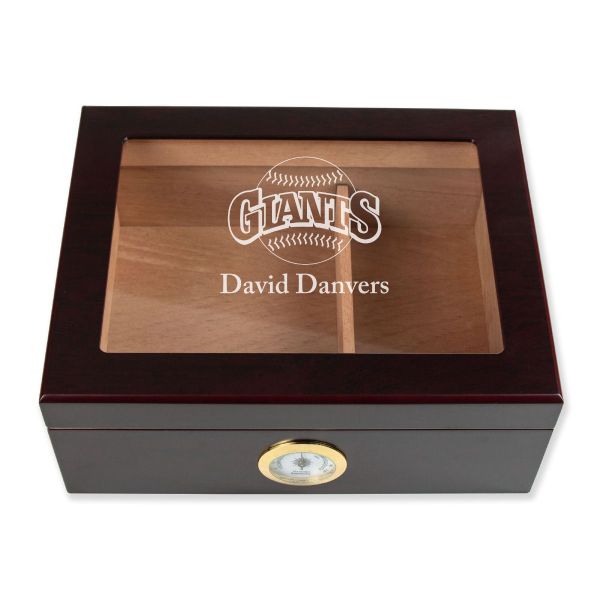 Personalized Cigar Humidor - Engraved San Francisco Giants Baseball Team Logo Design