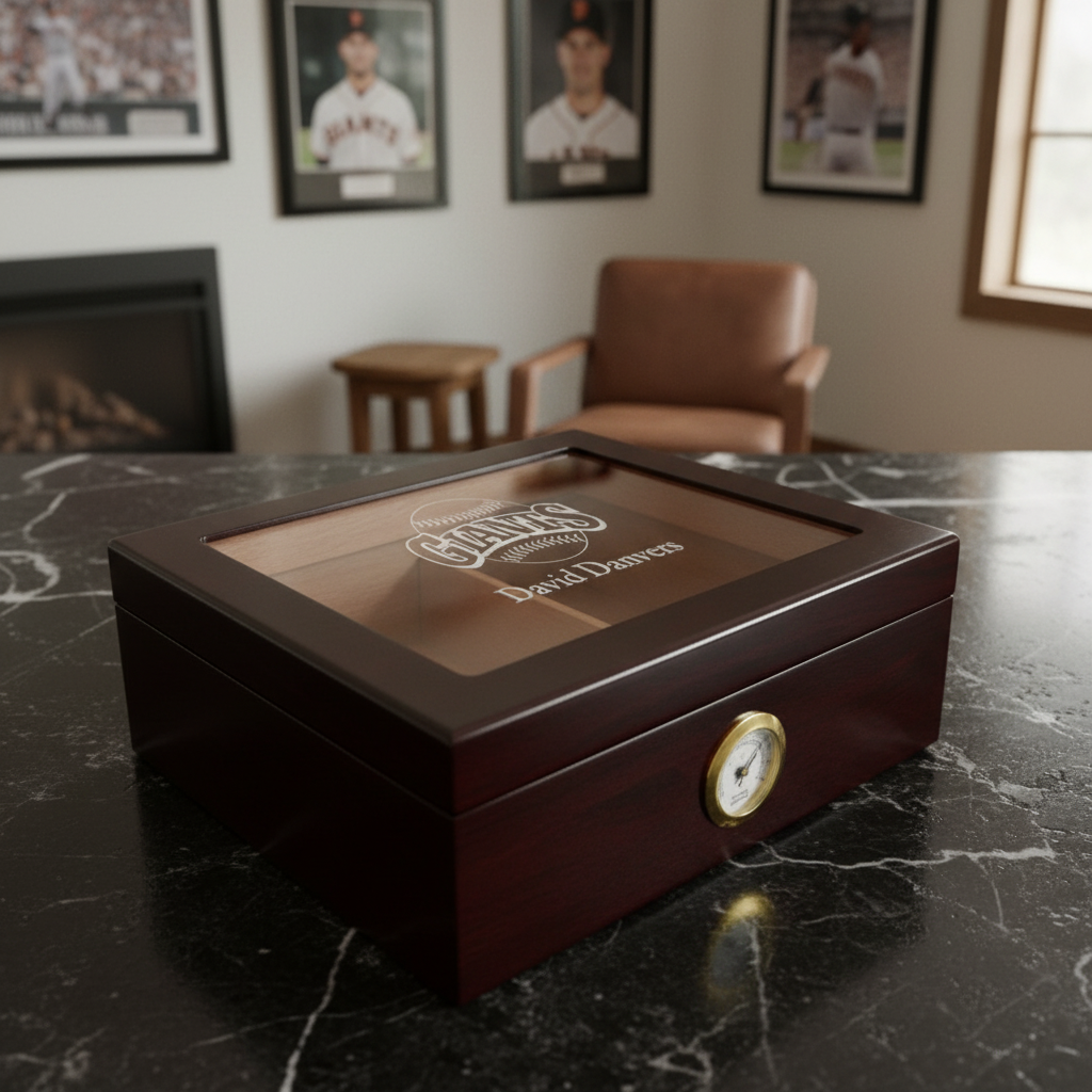 Personalized Cigar Humidor - Engraved San Francisco Giants Baseball Team Logo Design