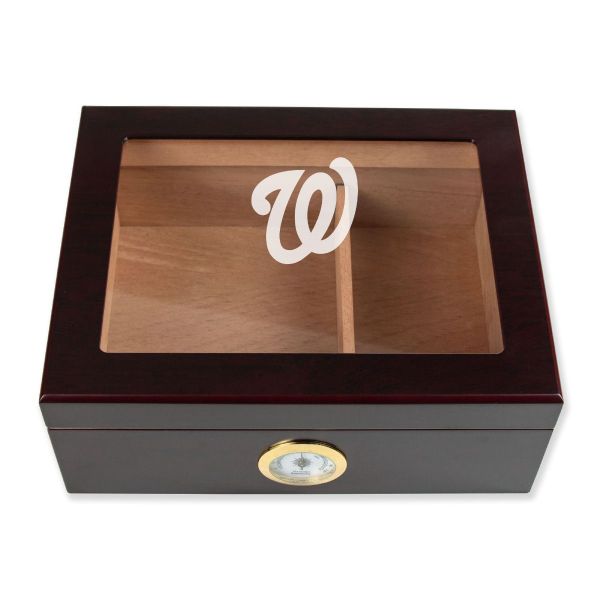 Personalized Cigar Humidor - Engraved Washington Nationals Baseball Team Logo Design